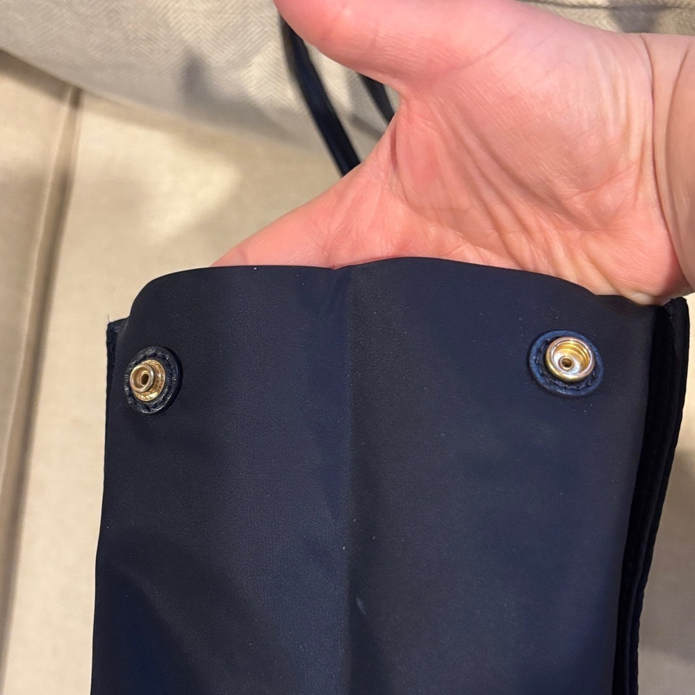 Tory Burch Navy Tote Bag with Logo - Picture 3 of 14